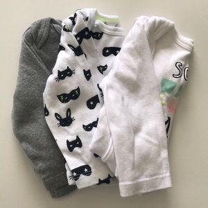 (3) Pack Long-sleeve NB Newborn Cat Onesies Suits
